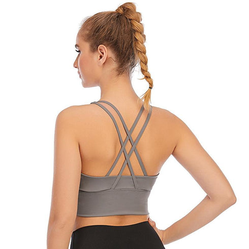 Young Women's New Sports Underwear Women's Multi-strap Cross Back Shock Absorption Sports Yoga Bra